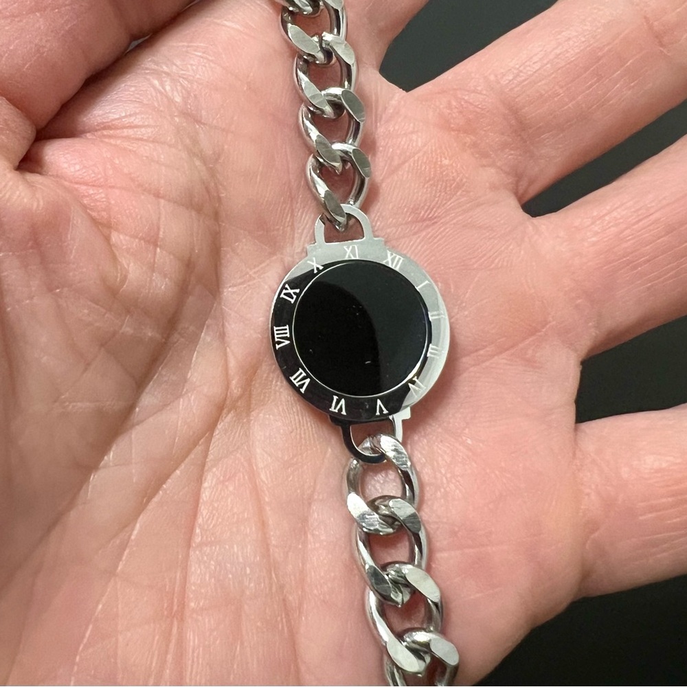 Silver and Black Roman Numeral Bracelet
